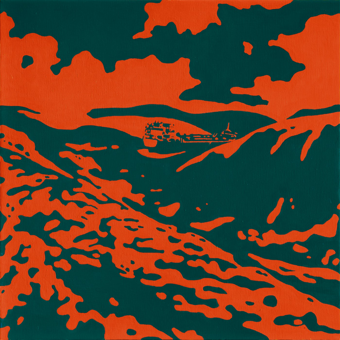 9 × 2 barvy, obraz; rozbouřený oceán, moře, tanker, loď