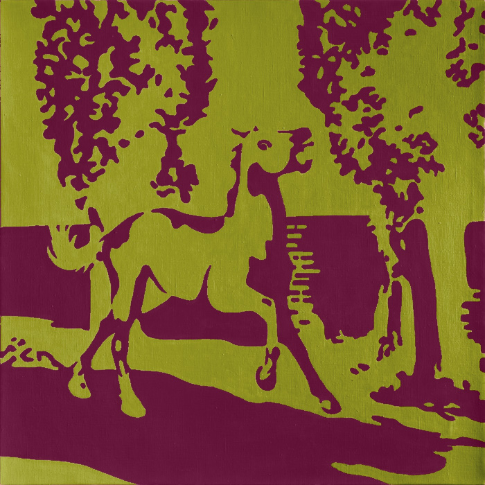 9 × 2 barvy, obraz; divoký, splašený kůň